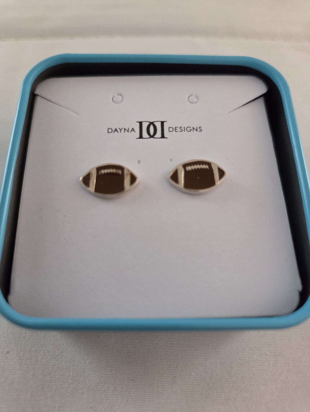 STERLING SILVER ENAMEL FOOTBALL STUD EARRINGS